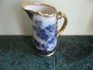Antique English Porcelain Cream Pitcher Shades Of Flo Blue