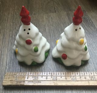 Vintage Set Of 2 Pyramid Pinetree Christmas Tree Salt And Pepper Shakers