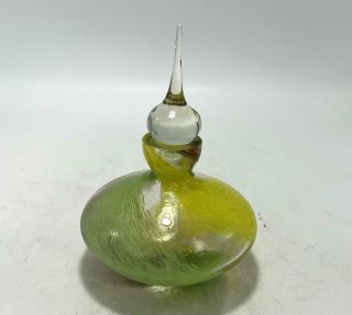 Multi - Color Art Glass Perfume Bottle With Stopper - Green Yellow Brown
