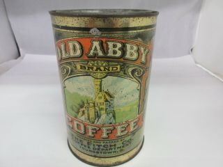 Vintage Advertising Old Abby Brand Coffee Tin Can Graphics 709 - P