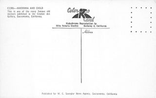Madonna and Child Exhibit Crocker Art Gallery Sacramento CA USA Vintage Postcard 2