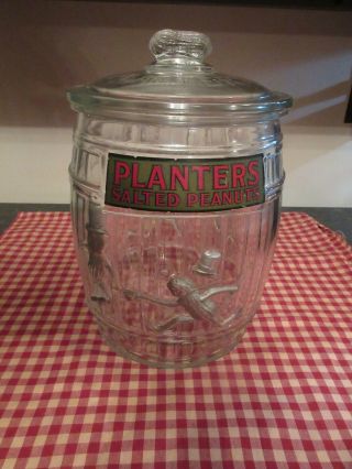 Vintage Early Large Mr Peanut Planters Peanuts Glass Jar Lid Usa