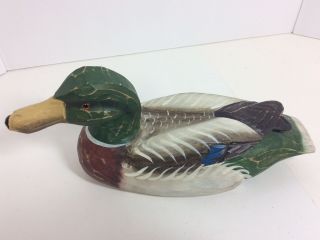 ANDY ANDERSON signed Hand Carved Wood Mallard Duck Decoy,  2 2