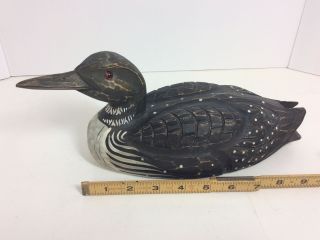 Andy Anderson Signed Hand Carved Wood Canada Loon Duck Decoy,  1
