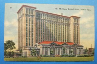 Detroit,  Mi,  Michigan,  Michigan Central Railroad Depot,  Vintage Pc Postcard