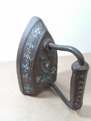 Outstanding Hand Painted Antique Cast Iron,  Iron About 4.  5 X 6.  5 X 3.  7