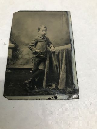 6th Plate Tintype Of A Beautifully Dressed 6 Year Old Boy Mid 19th Century