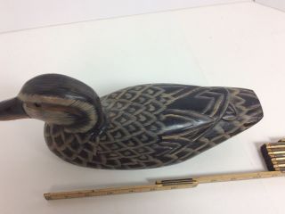 ANDY ANDERSON signed Hand Carved Wood Black Duck Decoy,  3 2