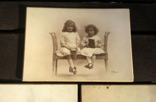 3 x Edwardian Cabinet Card Studio Photos of 2 Young Girls Sisters,  Eves Clifton 2