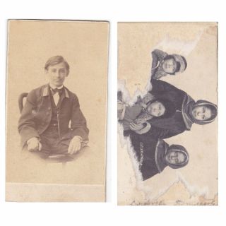 1910s Rare Cdv Gypsy Romany Bohemian Children Boy Girls Russian Antique Photo