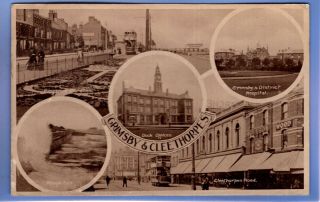 Old Vintage 1919 Postcard Views Of Grimsby & Cleethorpes Lincolnshire