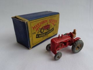 Vintage Matchbox Lesney Moko No4 Massey Harris Tractor Nmint B1 Type Box
