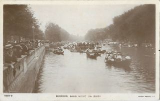 Bedford Band Night On River Real Photo 1910 Vintage Postcard 26.  10