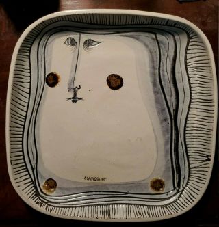 Vintage 1975 Susana Espinosa Pottery 11 " X 10 " Dish Plate W/ Face Signed