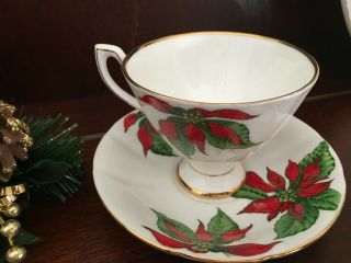 Vintage Taylor & Kent.  England Bone China Tea cup and Saucer.  Poinsettia Design 2