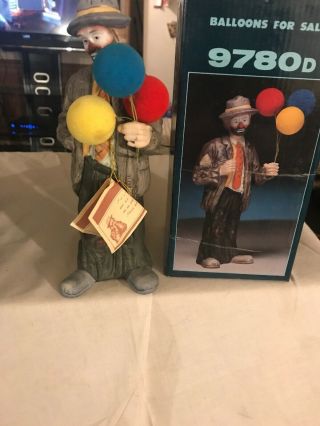 Vintage Flambro Figurine Emmett Kelly Jr.  Hobo Balloons
