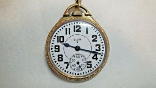 Elgin Vintage 10k Gold Filled Railroad Open Face Pocket Watch 21 Jewels U261982