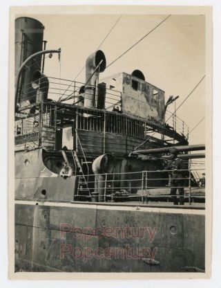 Vintage Photograph China 1926 Xiamen Bias Bay Sunning Piracy Burn Damage Photo
