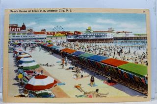 Jersey Nj Atlantic City Beach Steel Pier Postcard Old Vintage Card View Post