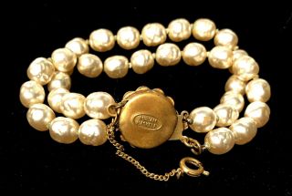 Classic Vintage Signed Miriam Haskell Baroque Pearl 2 Strand 7 - 1/2” Bracelet A32 2