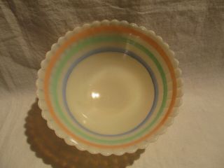 Vintage Petalware Macbeth Evans Cremax Pastel Stripes Parfait Dish Bowl 4 3/8 "