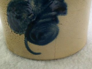 Antique 2 gallon Stoneware Salt Glaze Crock with Cobalt floral - 2