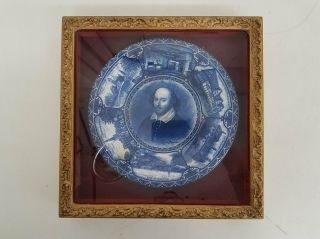 Vintage Rowland & Marsellus Staffordshire Flow Blue Wm.  Shakespeare Plate Framed