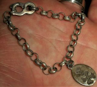 C.  1880 Victorian Sterling Silver Memento Mori Skull Crossbones Bracelet Vafo