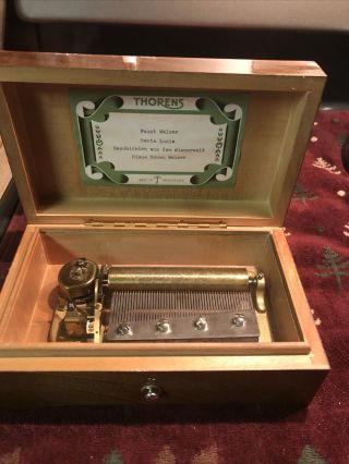 Vintage Switzerland Thorens Music Box Swiss Made Play 4 Songs With Box