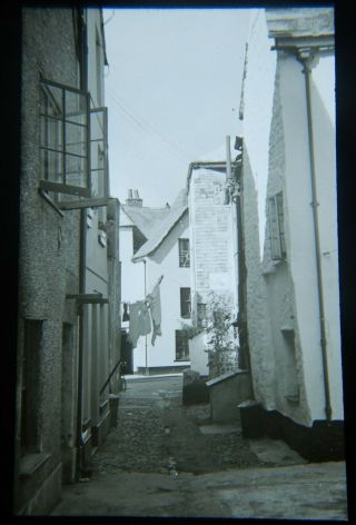 Vintage Magic Lantern Slide - Narrow Street Looe Cornwall