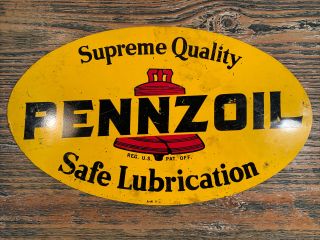Vintage Pennzoil Double Sided Metal Sign 1981