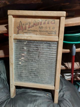 Antique Atlantic No 510 Glass Wash Board National Washboard