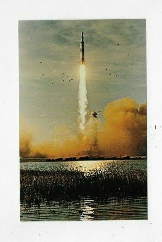Vintage Chrome Postcard Kennedy Space Center Fl Nasa Apollo 8 Liftoff M2069