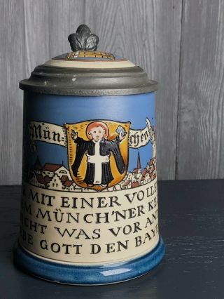 Vintage Mettlach Villeroy / Boch Beer Stein,  2002 Munchen 1/2l Inlaid Lid
