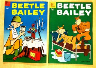2 Golden Age Comic Books Beetle Bailey 1956 5 Dell Four Color Comics 1955 622