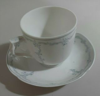 Vintage Demitasse Espresso Cup & Saucer White With Blue W.  Germany