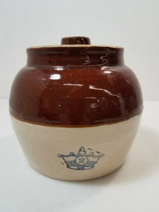 R.  R.  P.  Robinson Robsbottom Pottery Single - Handle 2 - Qt Stoneware Bean Pot w/ Lid 2