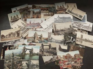 48 Vintage Postcards London Include Tower Bridge,  Horse Guards,  Various Dates