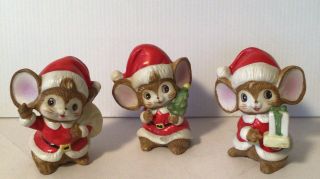 HOMCO Christmas Santa Mice Figurines Vintage Ceramic Mouse Trio 5405 Tree Gifts 2