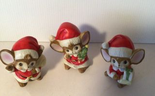 HOMCO Christmas Santa Mice Figurines Vintage Ceramic Mouse Trio 5405 Tree Gifts 3