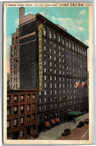 Cornish Arms Hotel 311 - 323 West 23rd Street York City Vintage Ny Postcard F8
