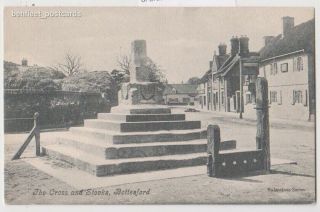 Early Postcard,  Leicestershire,  Bottesford,  The Cross @ Stocks,  Old Houses,