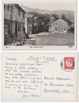 Early Postcard,  Derbyshire,  Edale,  The Village,  Old Houses,  1962,  Rp,