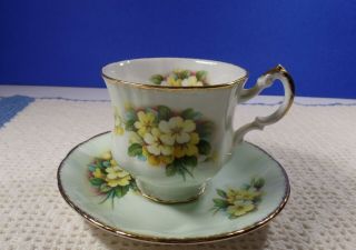 Paragon Fine Bone China England Floral Cup And Saucer Green Gold Trim