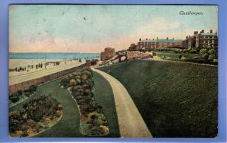 Old Vintage 1906 Postcard View Of Cleethorpes Lincolnshire Beach Castle