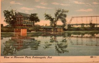 Vintage Postcard Of Riverside Park,  Indianapolis.  Great 1909 Double Cancel.