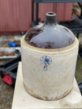 Rare - Louisville Pottery Co.  5 Indian Head Stoneware Whiskey Jug