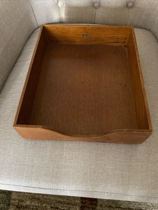 Vintage Globe Wernicke Desk Tray Wood With Dovetail Corners Letter Sorter 2