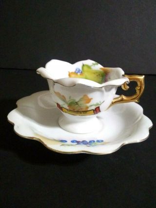 Tea Cup Saucer Made In Japan Hand Painted Small 1 5/8 " Souvenir Knoxville Tn