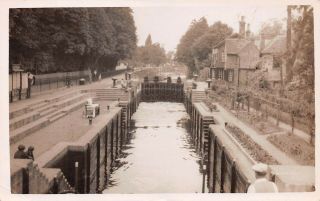 Canal & Lock Scene - Boulters Lock An Old Real Photo Postcard 25717